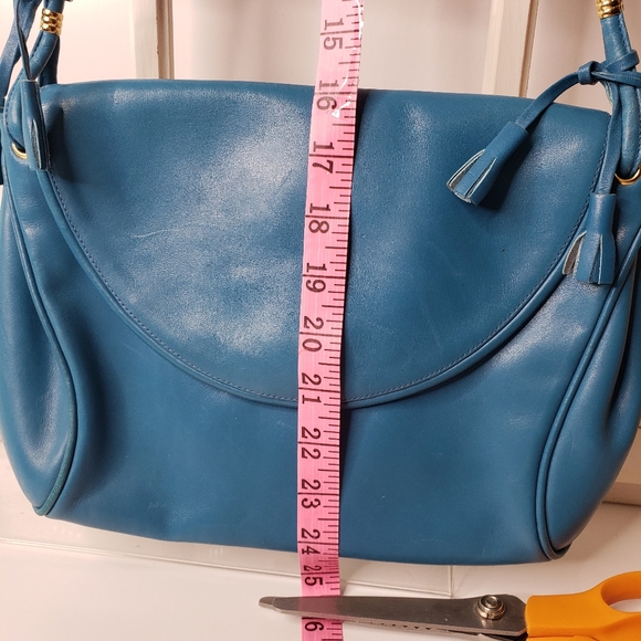 Vintage Italy Tassels Leather Boho Medium Small Festival 80's 90's Shoulder Bag - Picture 6 of 12